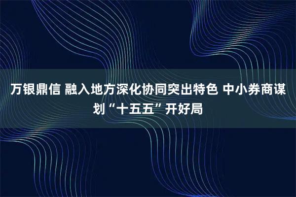 万银鼎信 融入地方深化协同突出特色 中小券商谋划“十五五”开好局