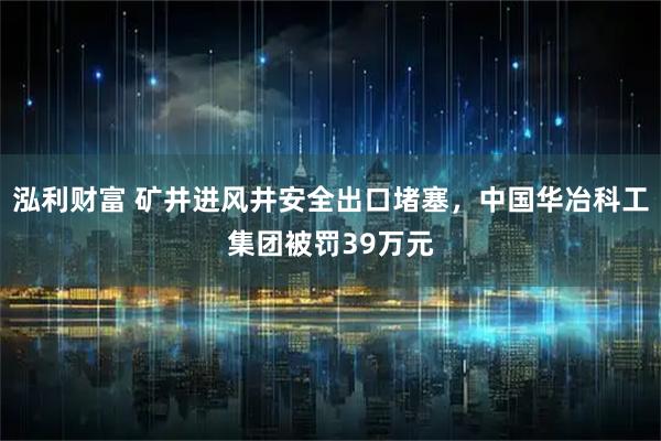 泓利财富 矿井进风井安全出口堵塞，中国华冶科工集团被罚39万元